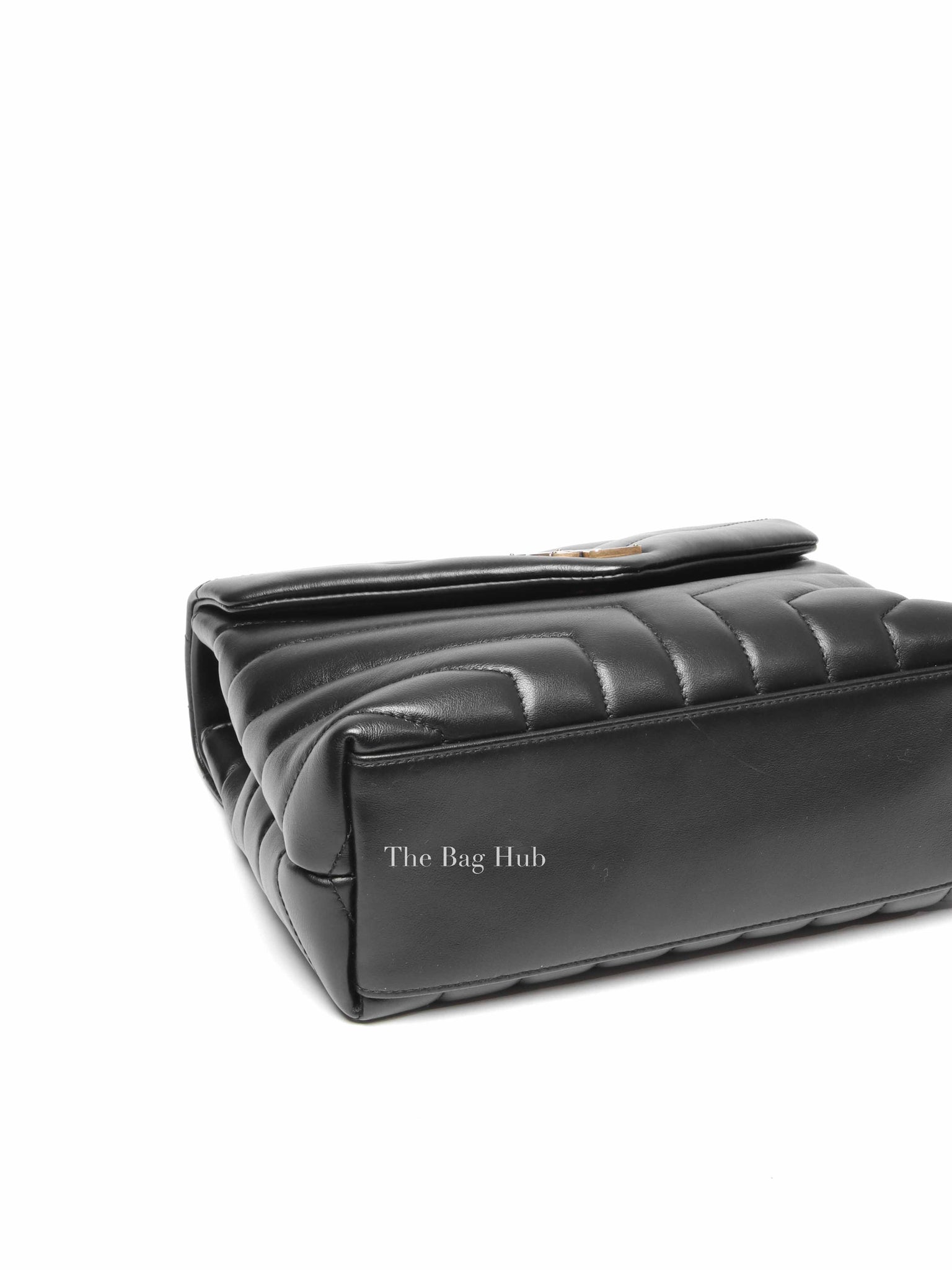 Saint Laurent Black Calfskin Y Quilted Monogram Small Loulou Chain Satchel Bag