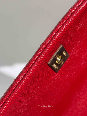 Chanel Red Quilted Caviar Small Coco Handle Flap Bag GHW