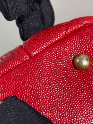 Chanel Red Quilted Caviar Small Coco Handle Flap Bag GHW