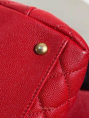 Chanel Red Quilted Caviar Small Coco Handle Flap Bag GHW