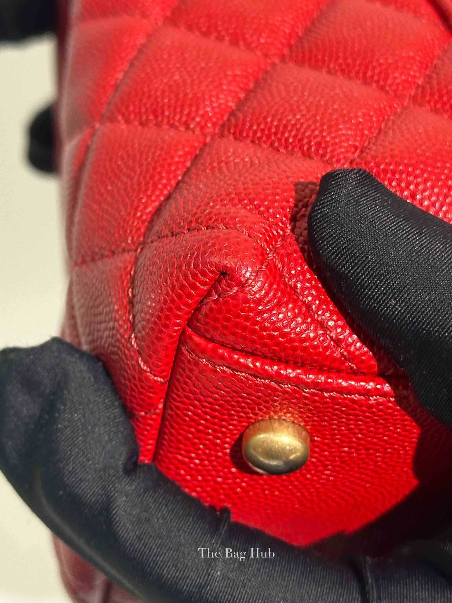 Chanel Red Quilted Caviar Small Coco Handle Flap Bag GHW