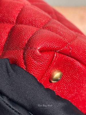 Chanel Red Quilted Caviar Small Coco Handle Flap Bag GHW