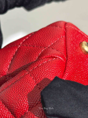Chanel Red Quilted Caviar Small Coco Handle Flap Bag GHW