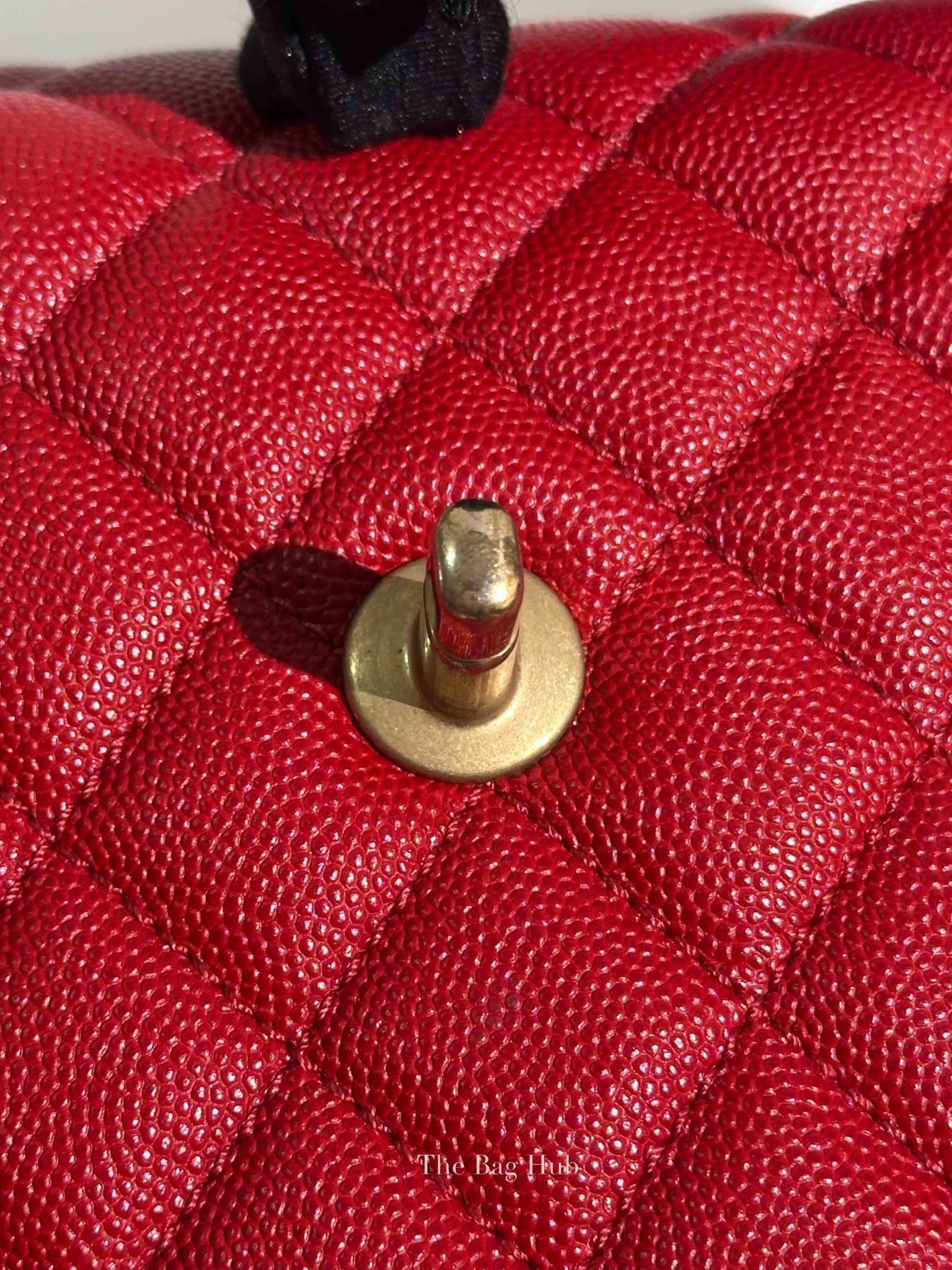 Chanel Red Quilted Caviar Small Coco Handle Flap Bag GHW