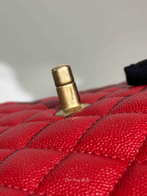 Chanel Red Quilted Caviar Small Coco Handle Flap Bag GHW