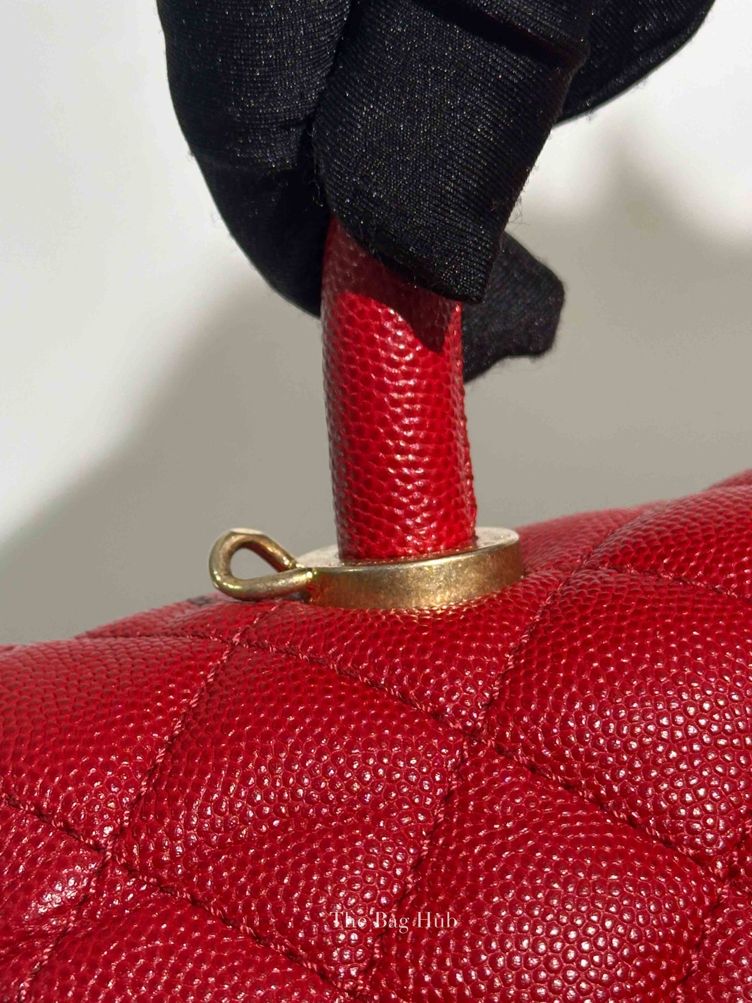 Chanel Red Quilted Caviar Small Coco Handle Flap Bag GHW