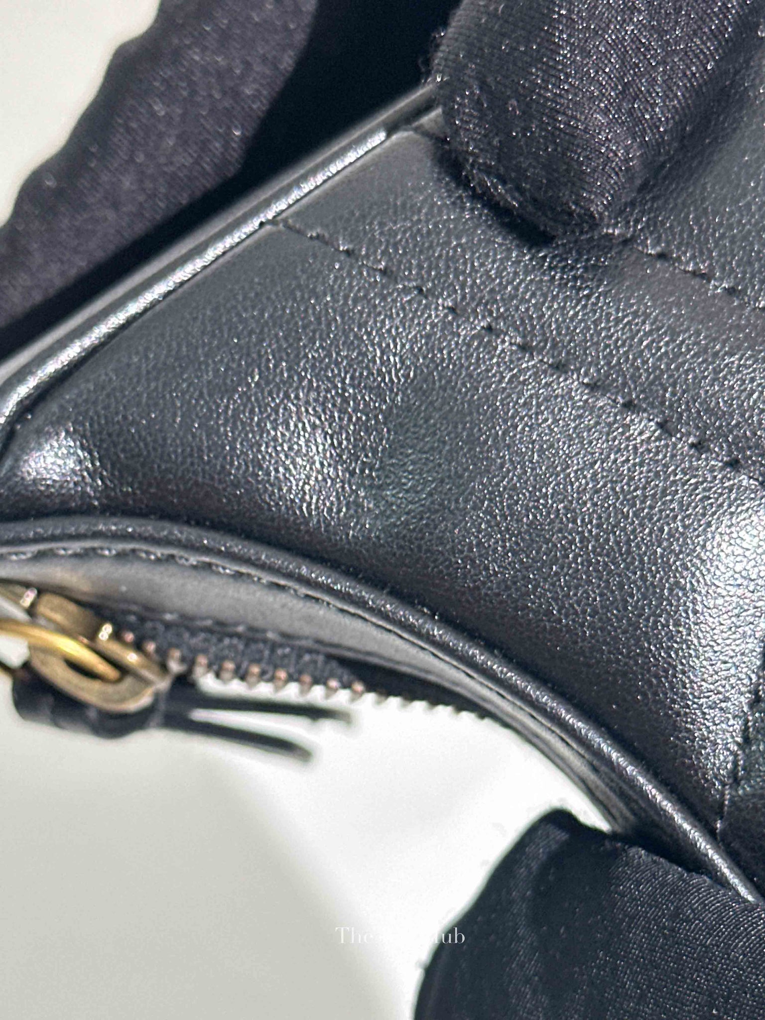 Gucci Black Matelasse Chevron Leather GG Marmont Half Moon Mini Bag