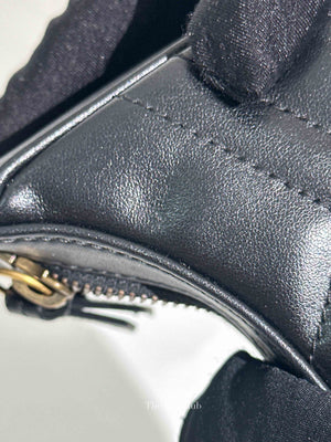 Gucci Black Matelasse Chevron Leather GG Marmont Half Moon Mini Bag