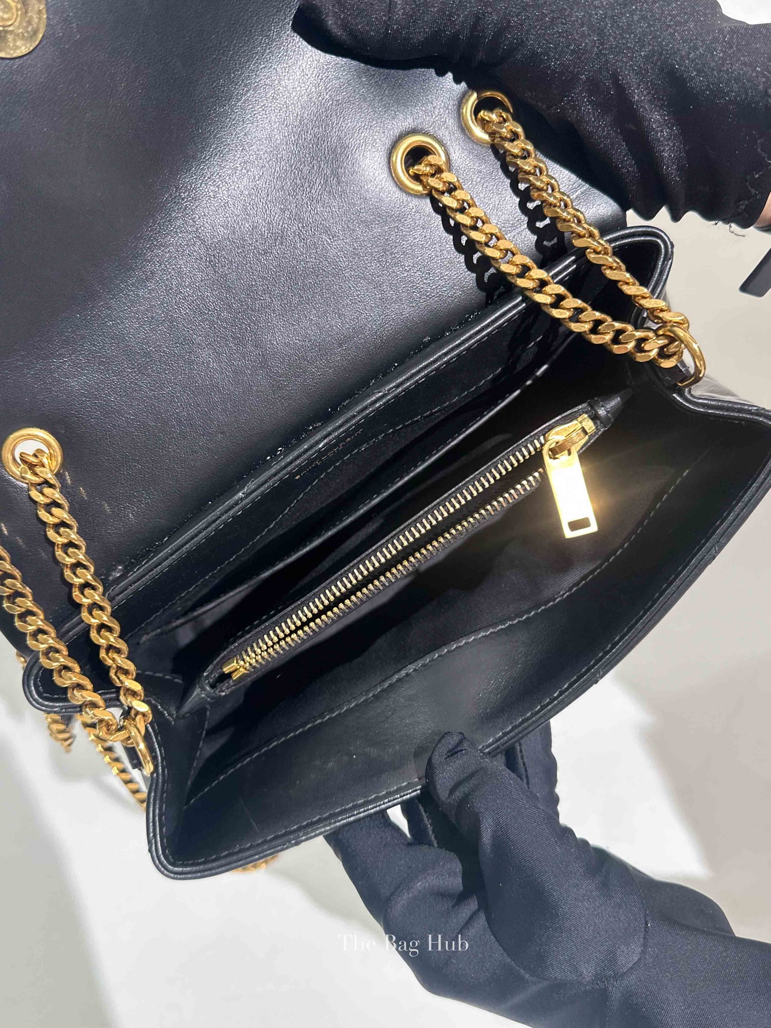 Saint Laurent Black Calfskin Y Quilted Monogram Small Loulou Chain Satchel Bag