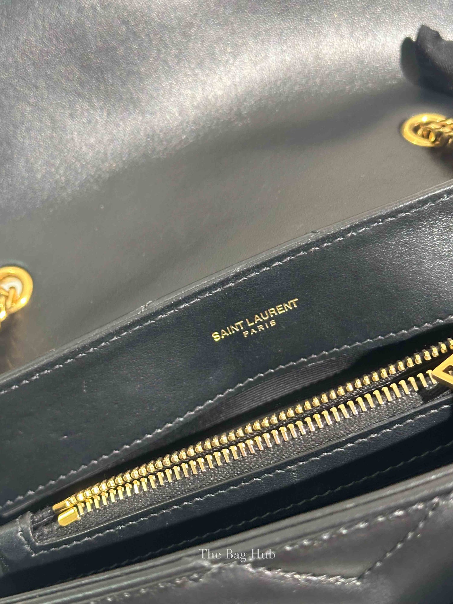 Saint Laurent Black Calfskin Y Quilted Monogram Small Loulou Chain Satchel Bag