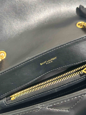Saint Laurent Black Calfskin Y Quilted Monogram Small Loulou Chain Satchel Bag