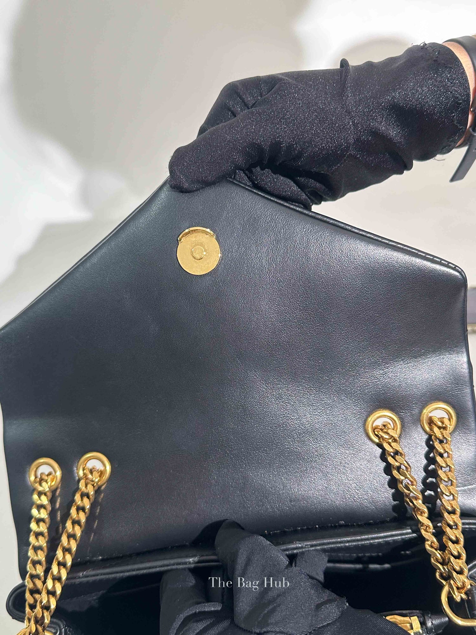 Saint Laurent Black Calfskin Y Quilted Monogram Small Loulou Chain Satchel Bag