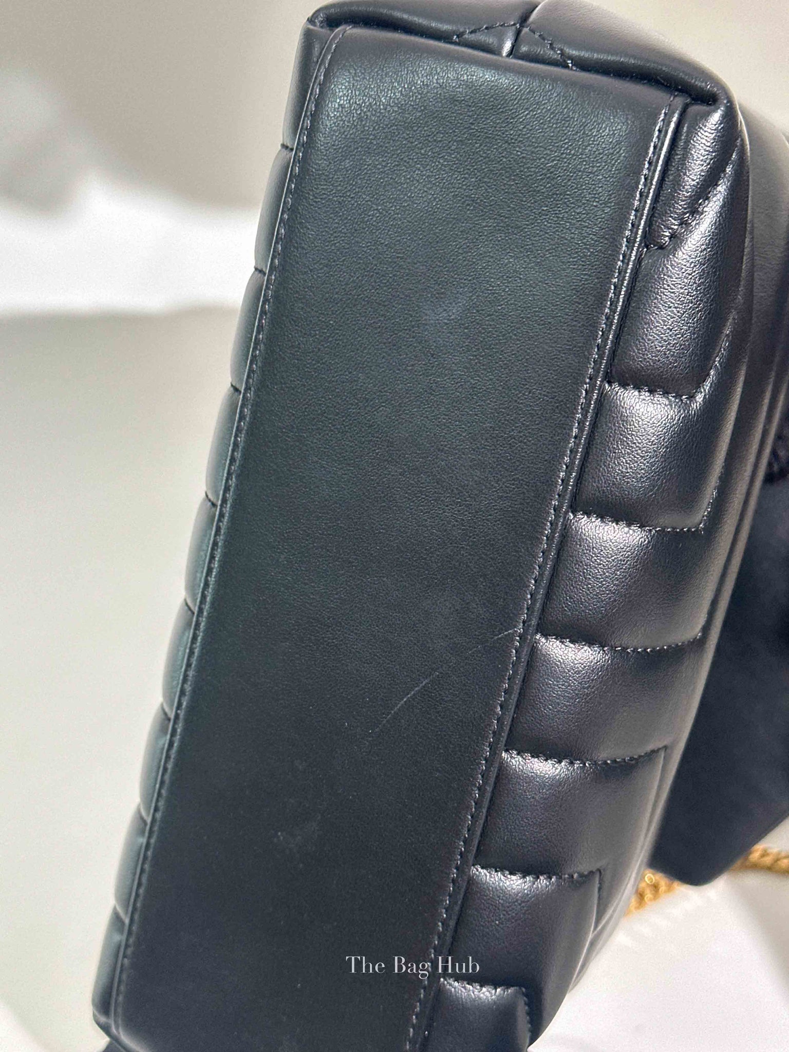 Saint Laurent Black Calfskin Y Quilted Monogram Small Loulou Chain Satchel Bag