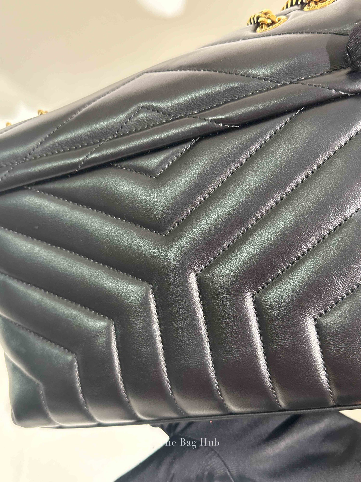 Saint Laurent Black Calfskin Y Quilted Monogram Small Loulou Chain Satchel Bag