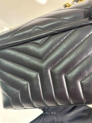 Saint Laurent Black Calfskin Y Quilted Monogram Small Loulou Chain Satchel Bag