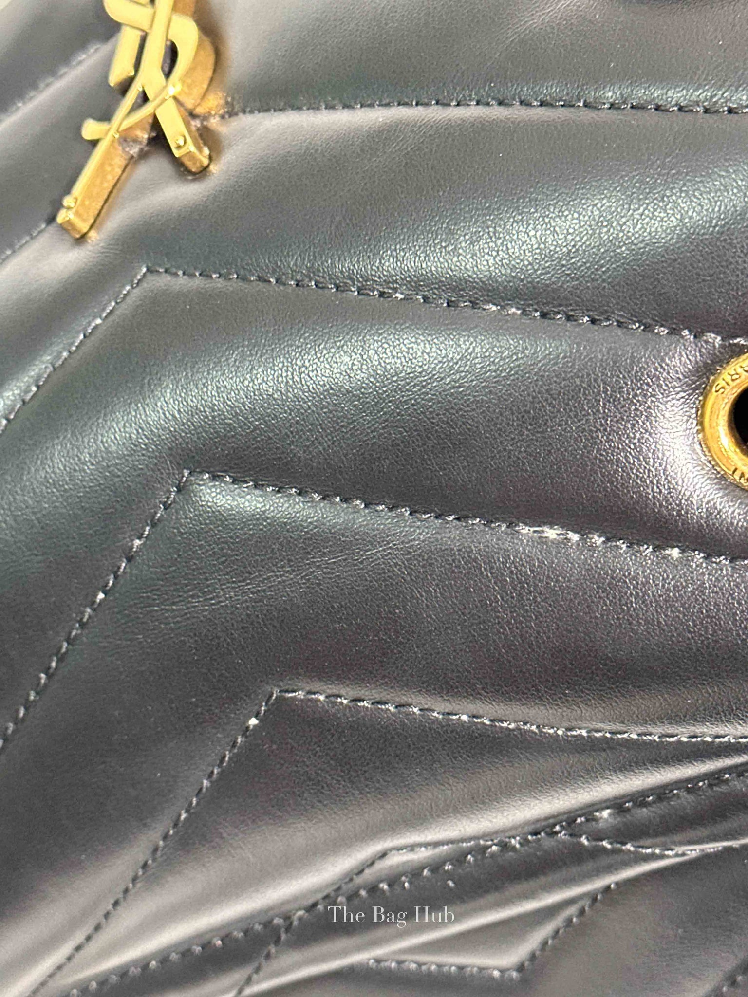 Saint Laurent Black Calfskin Y Quilted Monogram Small Loulou Chain Satchel Bag
