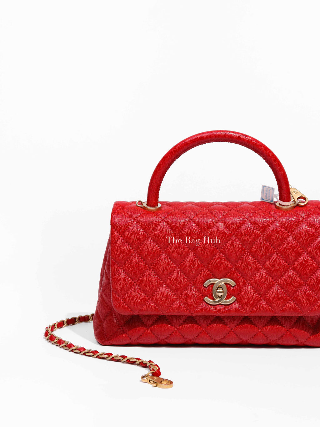 Chanel Red Quilted Caviar Small Coco Handle Flap Bag GHW