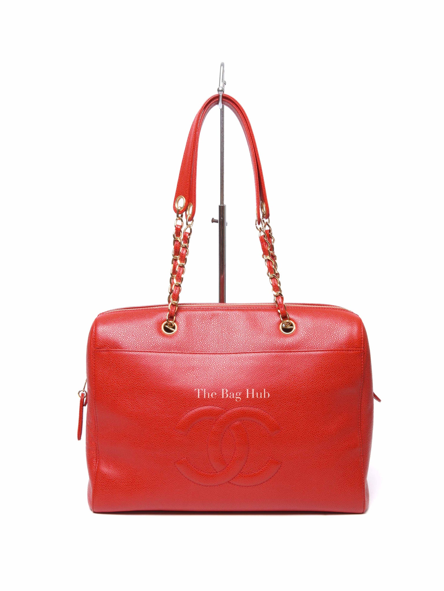 Chanel Red Leather CC Timeless Dome Shoulder Bag GHW