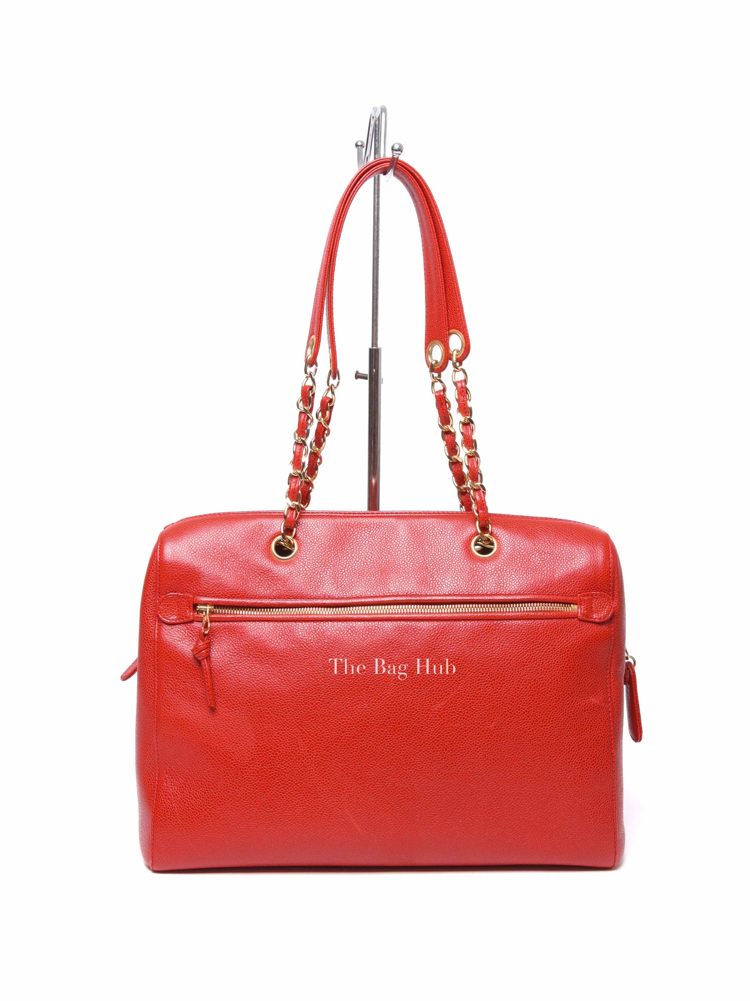 Chanel Red Leather CC Timeless Dome Shoulder Bag GHW