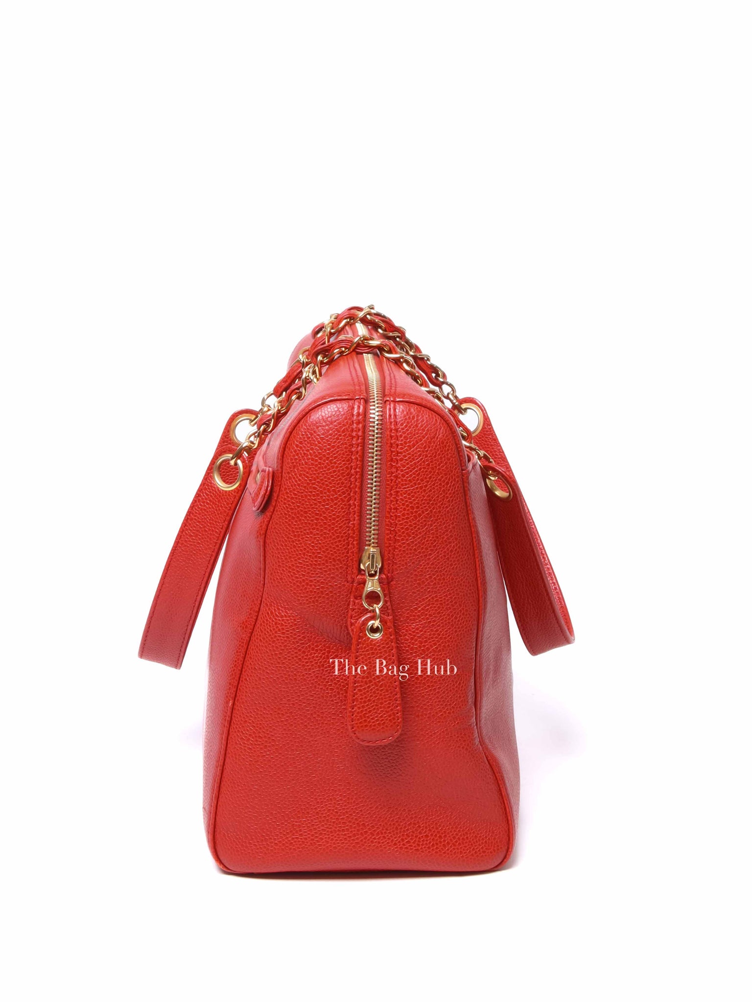 Chanel Red Leather CC Timeless Dome Shoulder Bag GHW