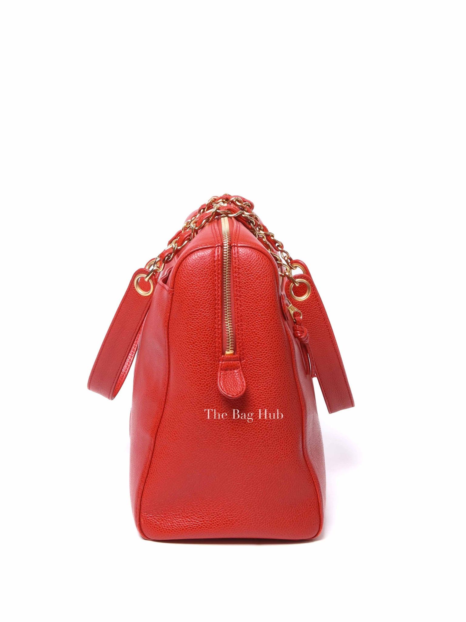 Chanel Red Leather CC Timeless Dome Shoulder Bag GHW