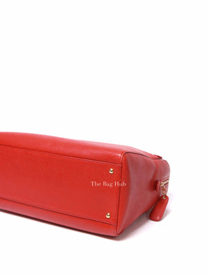 Chanel Red Leather CC Timeless Dome Shoulder Bag GHW