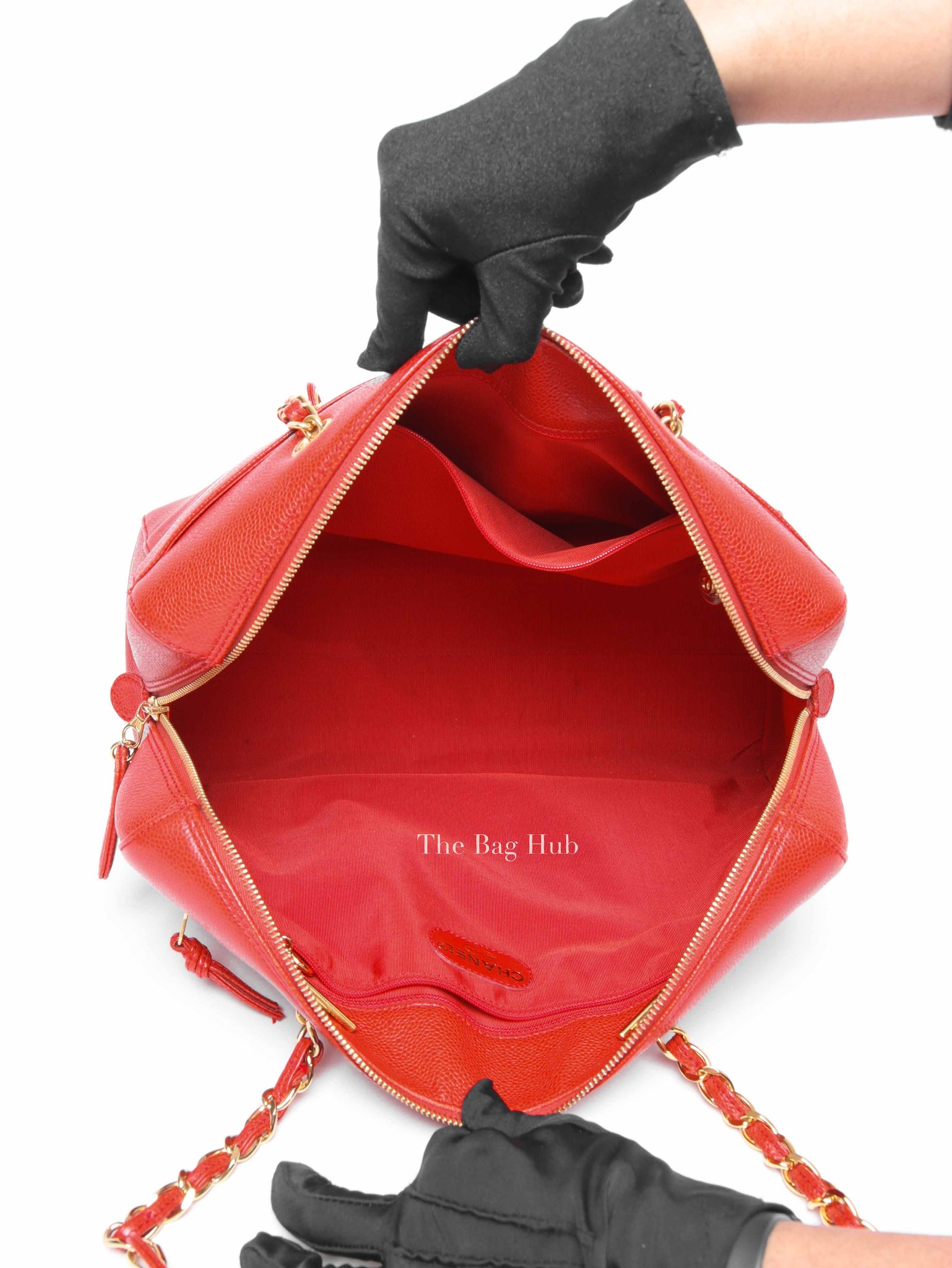 Chanel Red Leather CC Timeless Dome Shoulder Bag GHW