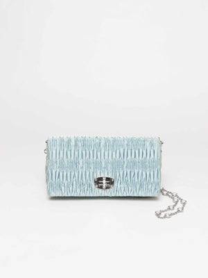 Miu Miu Blue Satin Logo-Plaque Shoulder Bag