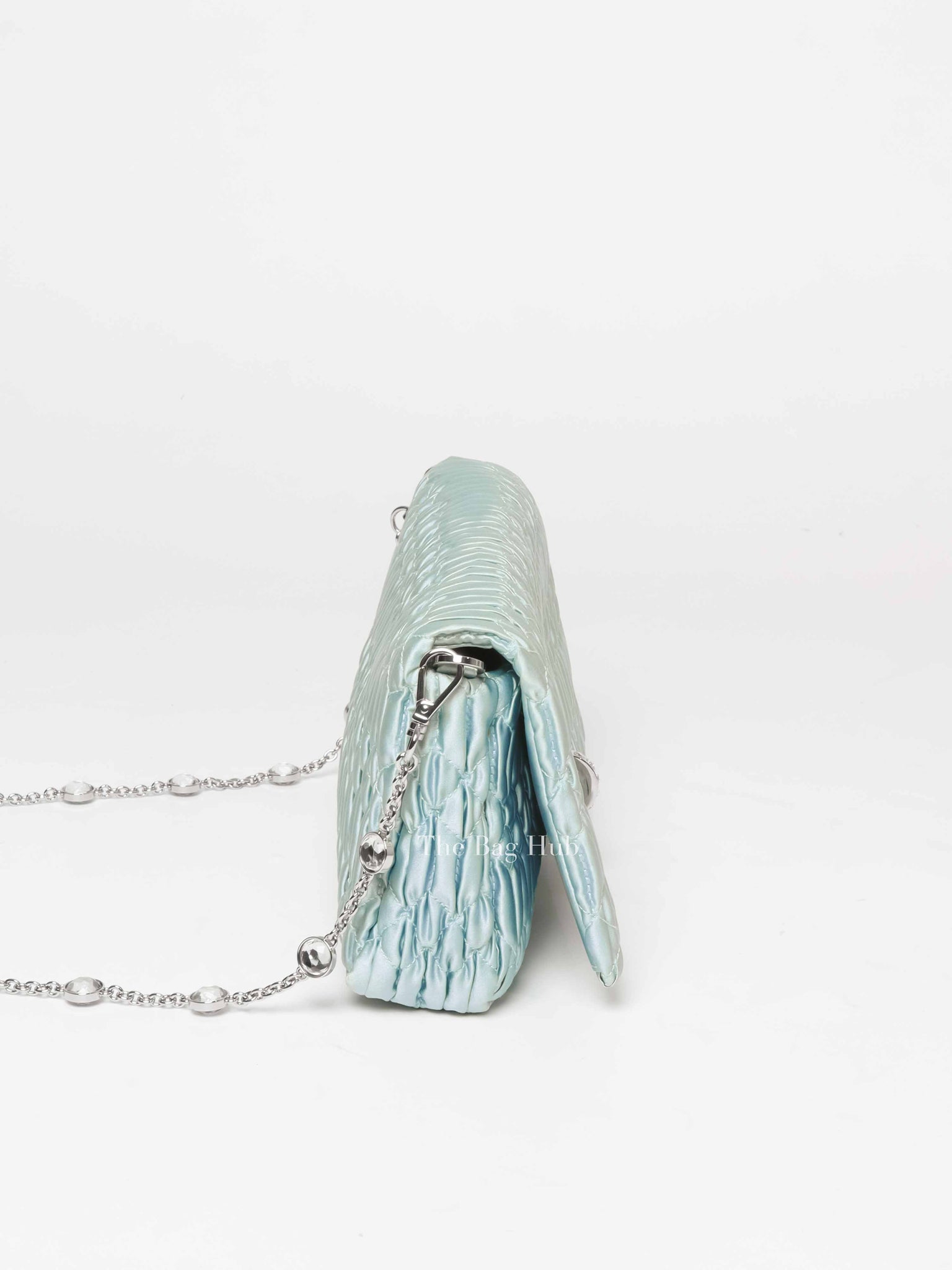 Miu Miu Blue Satin Logo-Plaque Shoulder Bag