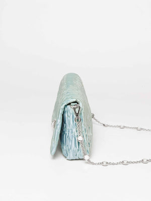 Miu Miu Blue Satin Logo-Plaque Shoulder Bag