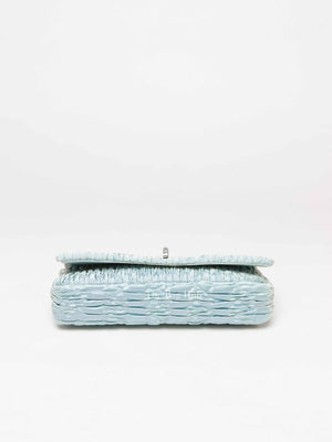 Miu Miu Blue Satin Logo-Plaque Shoulder Bag
