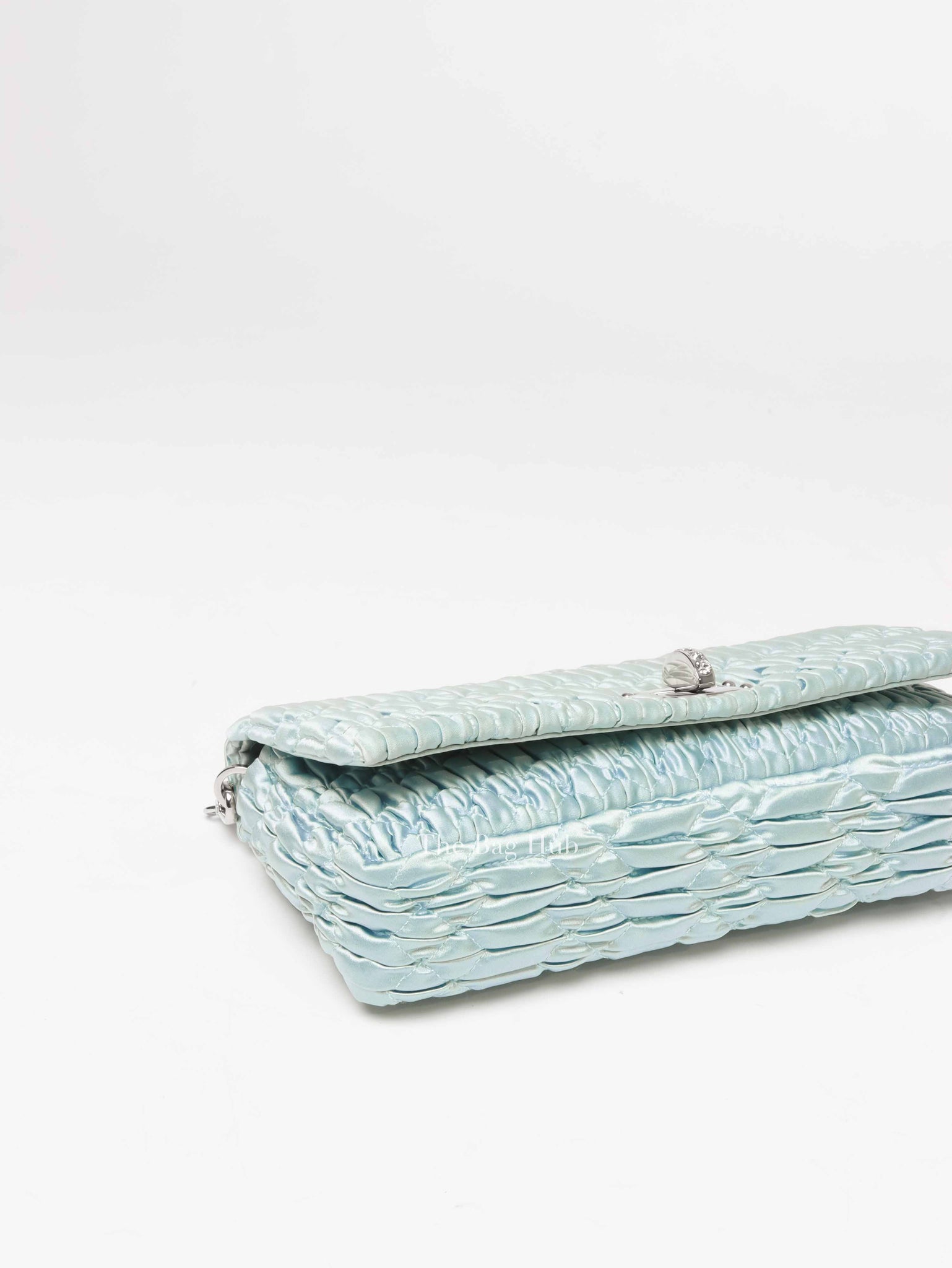Miu Miu Blue Satin Logo-Plaque Shoulder Bag