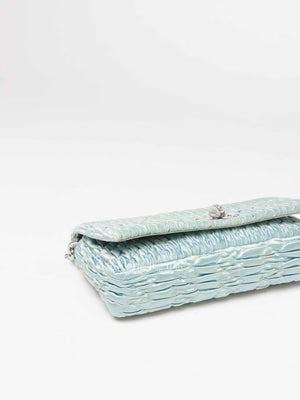 Miu Miu Blue Satin Logo-Plaque Shoulder Bag