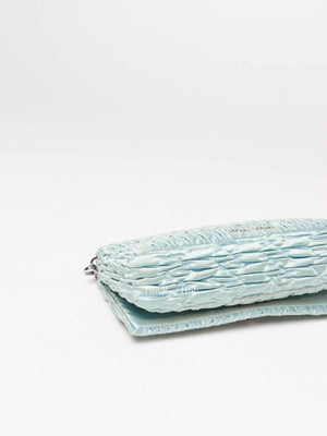 Miu Miu Blue Satin Logo-Plaque Shoulder Bag