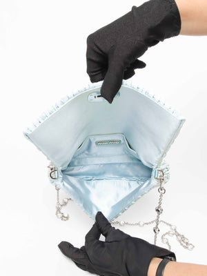 Miu Miu Blue Satin Logo-Plaque Shoulder Bag