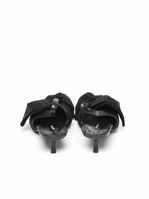 Balenciaga Black Soft Nappa Lambskin and Cotton Poplin Knife Chemise 40mm Slingback Size 36.5