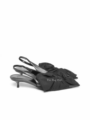 Balenciaga Black Soft Nappa Lambskin and Cotton Poplin Knife Chemise 40mm Slingback Size 36.5