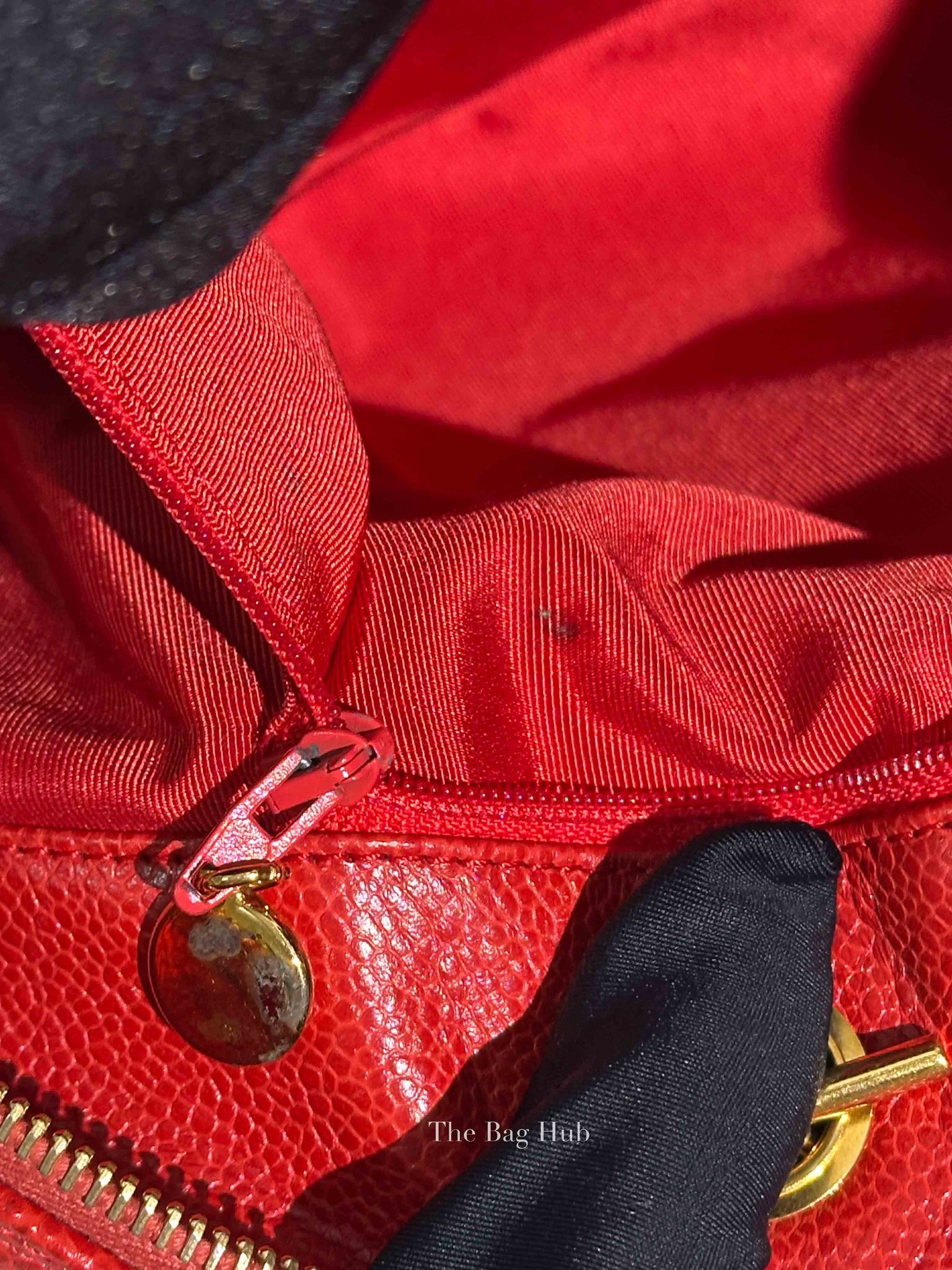 Chanel Red Leather CC Timeless Dome Shoulder Bag GHW