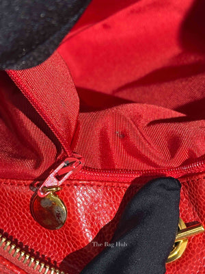 Chanel Red Leather CC Timeless Dome Shoulder Bag GHW