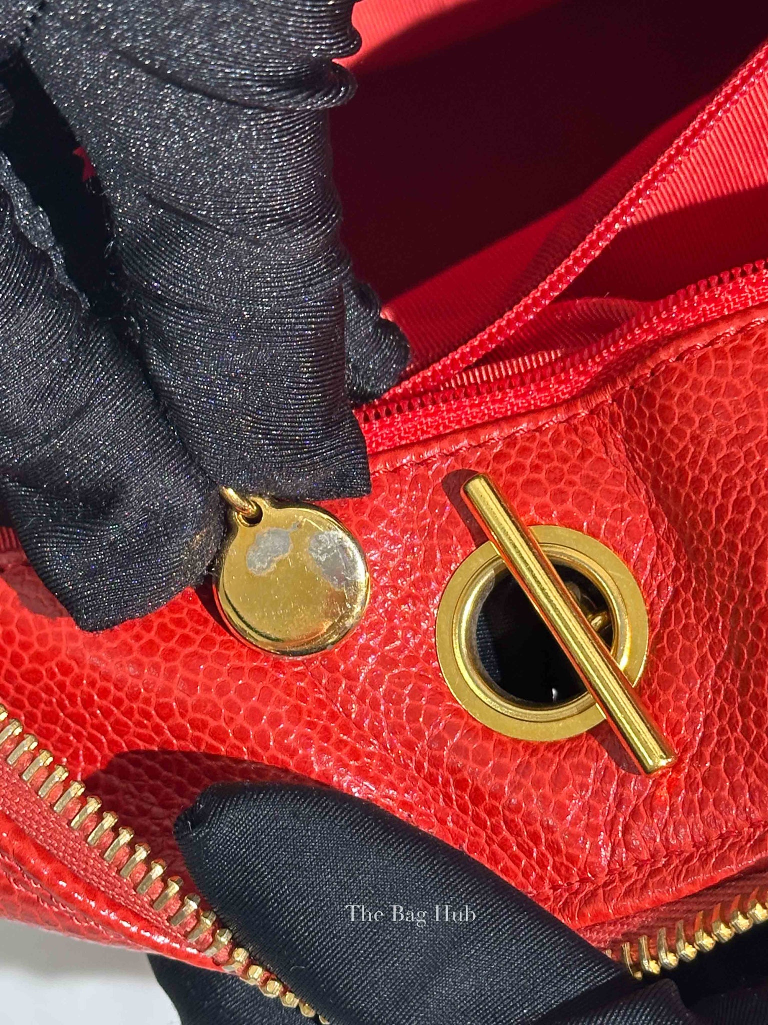 Chanel Red Leather CC Timeless Dome Shoulder Bag GHW