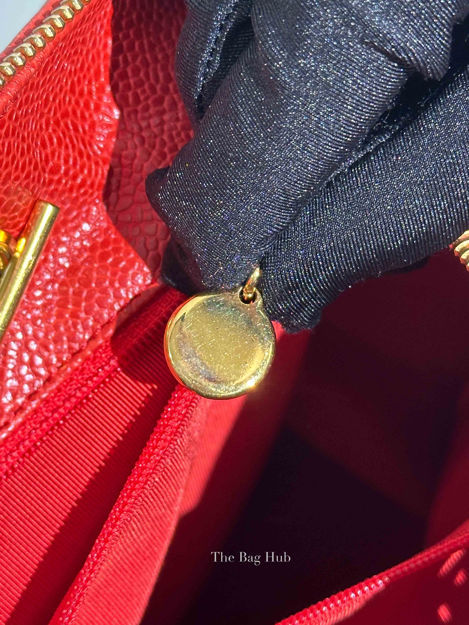Chanel Red Leather CC Timeless Dome Shoulder Bag GHW