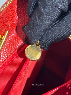 Chanel Red Leather CC Timeless Dome Shoulder Bag GHW