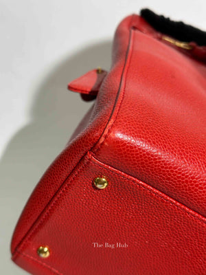 Chanel Red Leather CC Timeless Dome Shoulder Bag GHW
