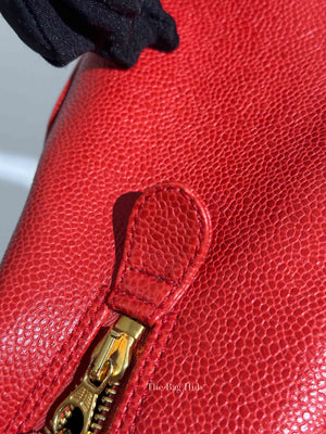 Chanel Red Leather CC Timeless Dome Shoulder Bag GHW