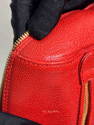 Chanel Red Leather CC Timeless Dome Shoulder Bag GHW