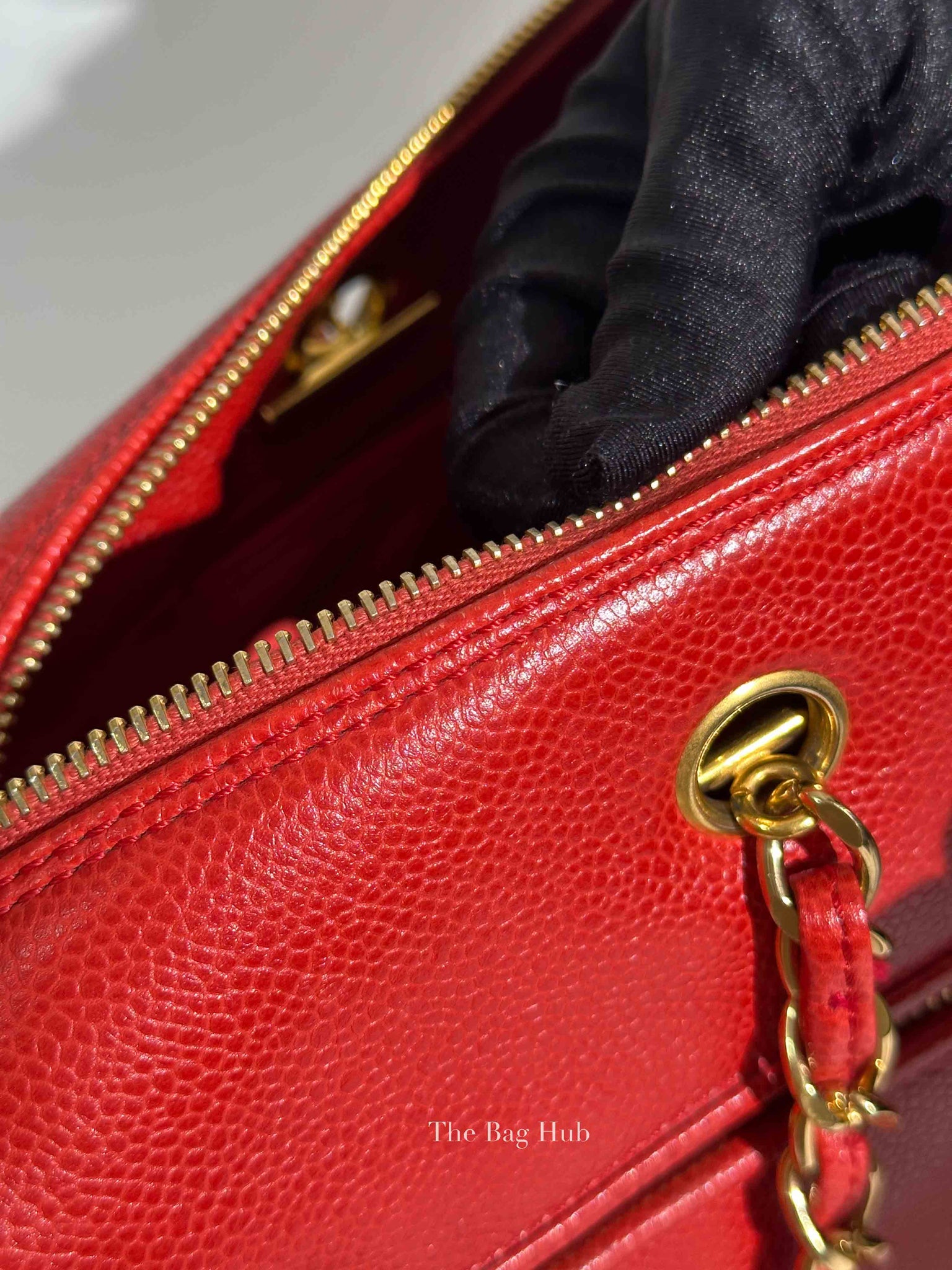 Chanel Red Leather CC Timeless Dome Shoulder Bag GHW