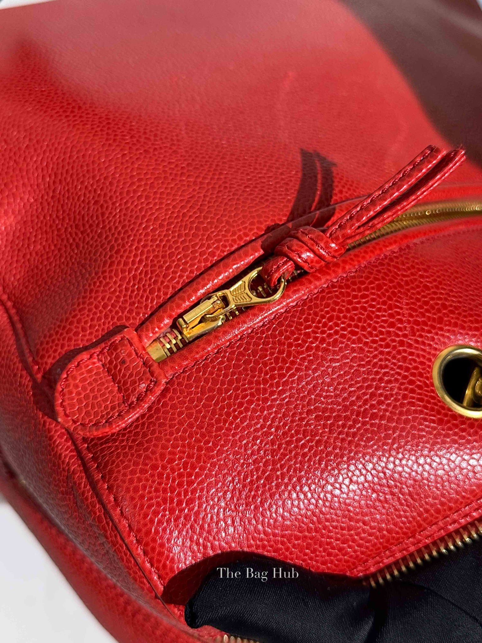 Chanel Red Leather CC Timeless Dome Shoulder Bag GHW