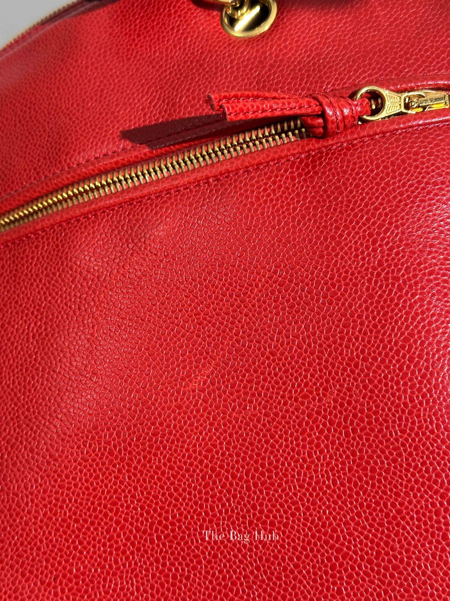 Chanel Red Leather CC Timeless Dome Shoulder Bag GHW