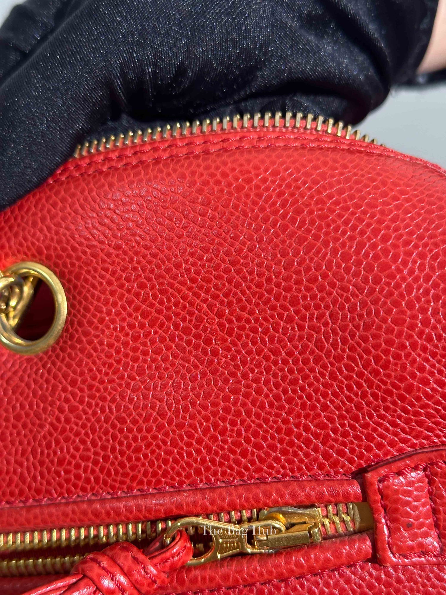Chanel Red Leather CC Timeless Dome Shoulder Bag GHW