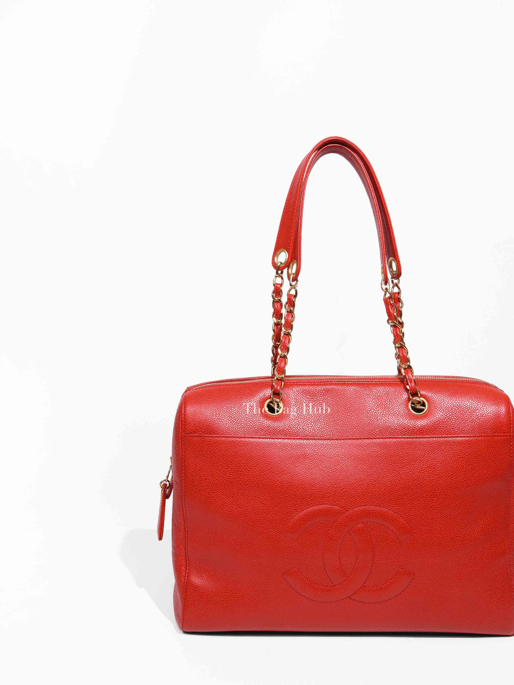 Chanel Red Leather CC Timeless Dome Shoulder Bag GHW